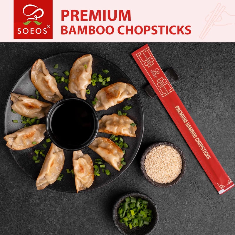 Soeos Chopsticks Disposable, Approx. 100 Sets, UV Treated Premium Disposable Chopsticks Individually Wrapped, Wooden Chopsticks Best for Japanese Sushi & Asian Dishes - Image 3